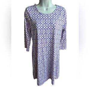 Lulu B UPF 50+ Purple White Geometric Print Dress Size S